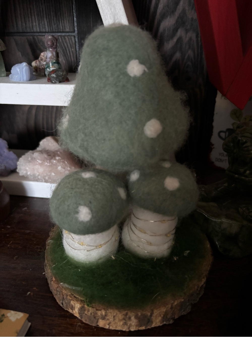 Felt Mushroom Trio Decor w lights